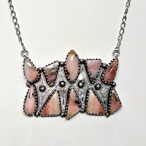 Peruvian Pink Opal Vintage Style 925 Gemstone Multi Stone Necklace